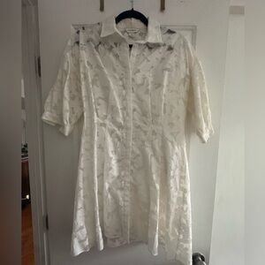 Club Monaco s/s white embossed button down a-line minidress